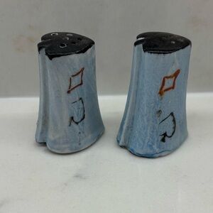 Vintage Poker Theme Artistic Blue and Black Salt and Pepper Shakers